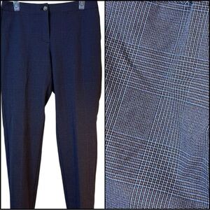 J. Jill Bi-Stretch Blue Burgandy Plaid Elastic Waist Ankle Pants